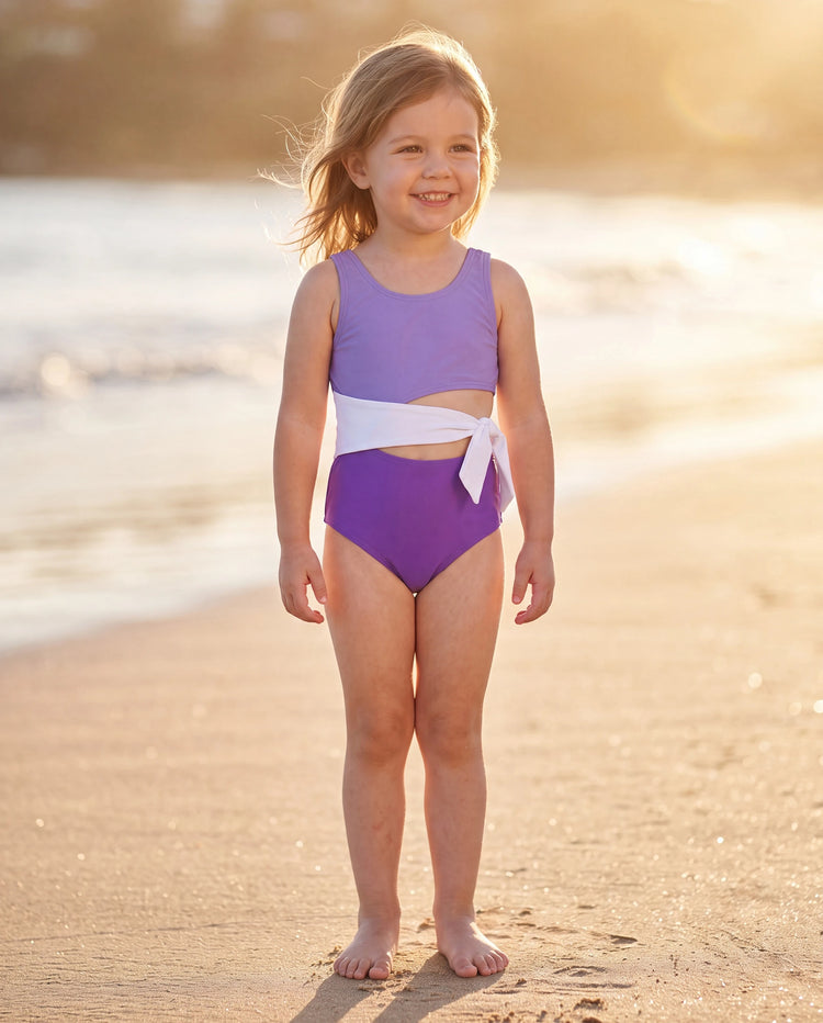 Toddler Girl Color-block Side Knot One-Piece Swimsuit (Quick-Dry) ColorBlock