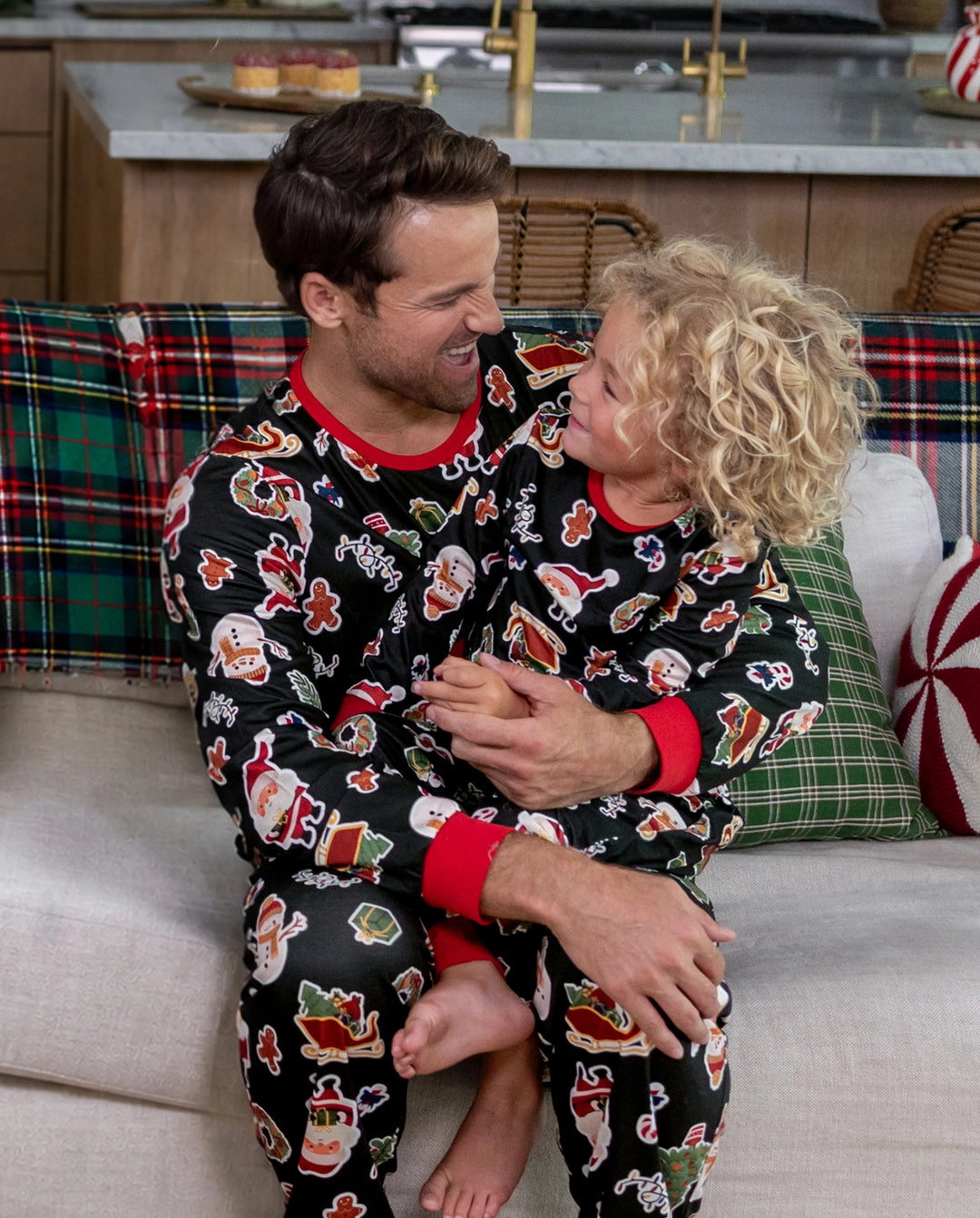 Christmas Matching Family Pajamas Xmas Tree & Gingerbread Print