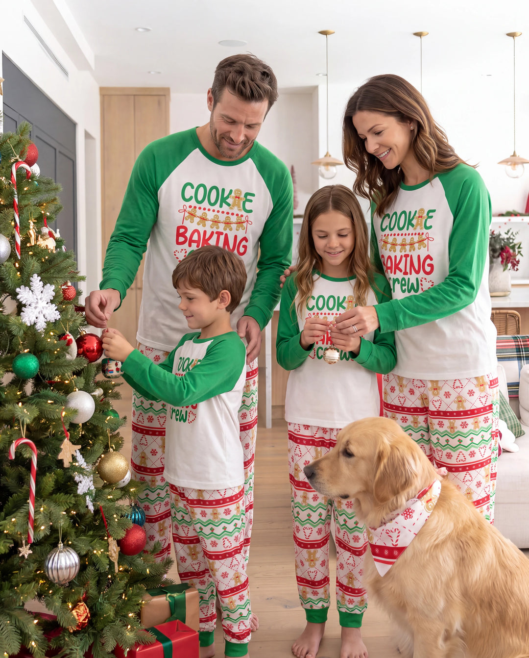 Christmas Matching Family Pajamas Gingerbread Print Green