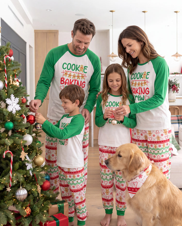 Christmas Matching Family Pajamas Gingerbread Print Green