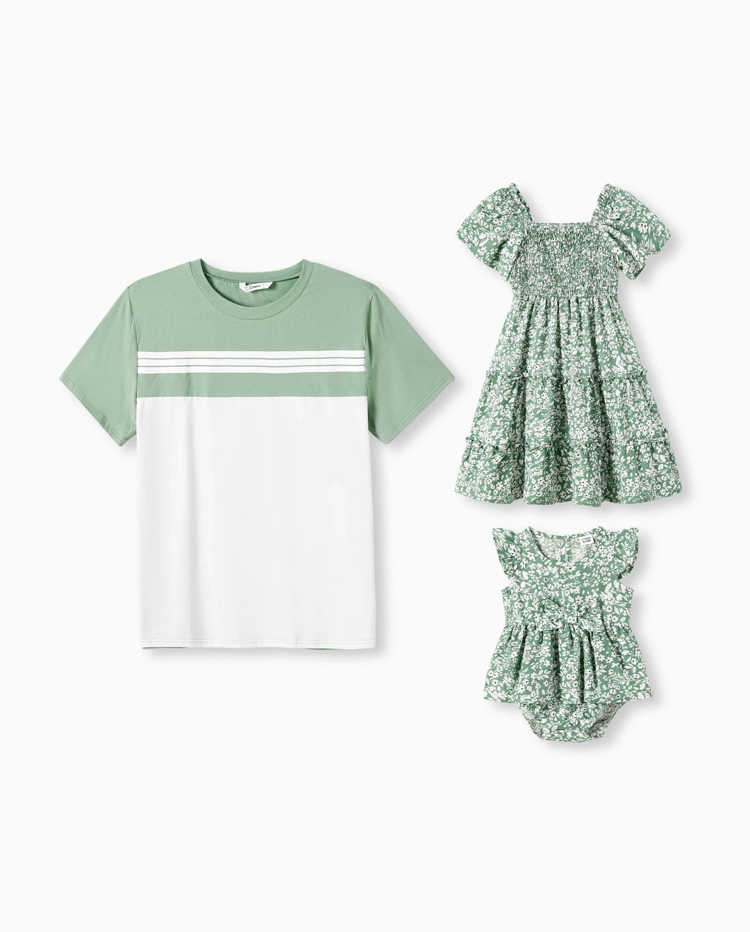 Daddy & Tochter Elegante gebrochene Blumen Passende Familienoutfits, Smokings Design, Mittlere Dicke Grün