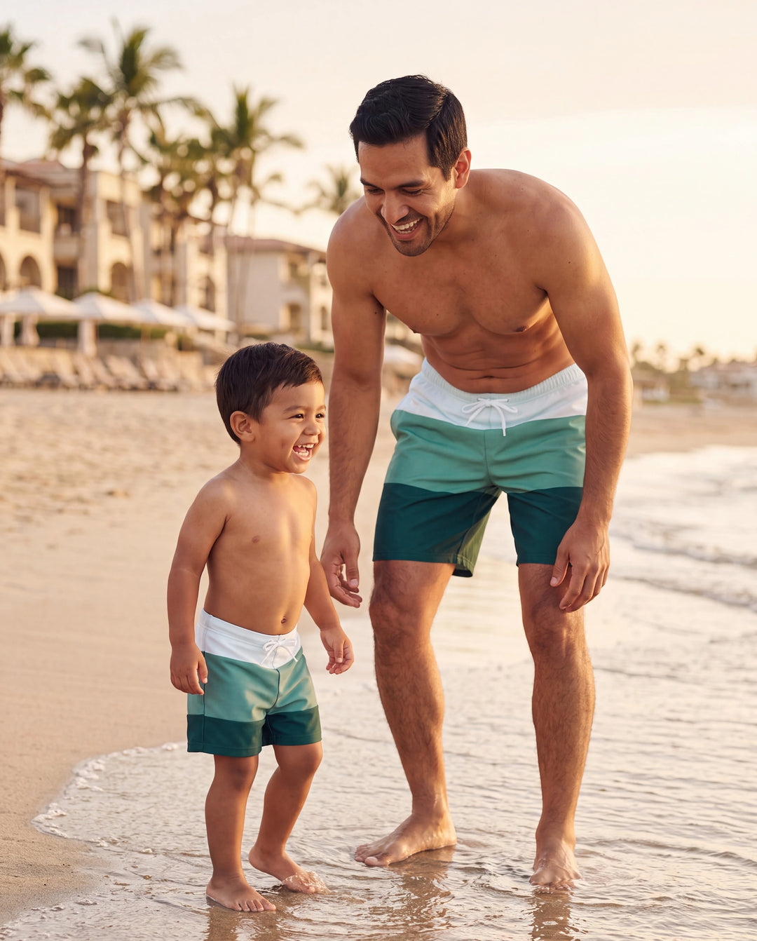 Papa & Sohn Farbblock Badeshorts Mehrfarbig