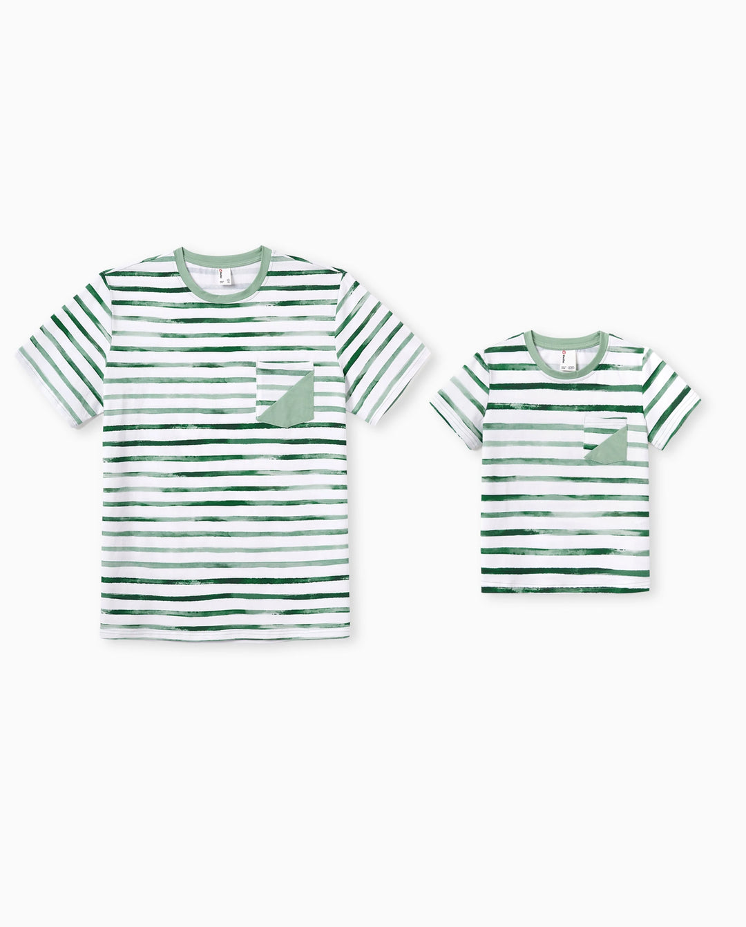 Conjunto de ropa de algodón para papá e hijo Camiseta a rayas verdes y vestido para papá, mamá, niños y bebé, perfecto para salidas familiares y fotos de verano verde