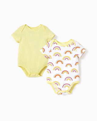 Conjunto de 2 peleles de bambú para bebé niño/niña, lisos y estampados, amarillo