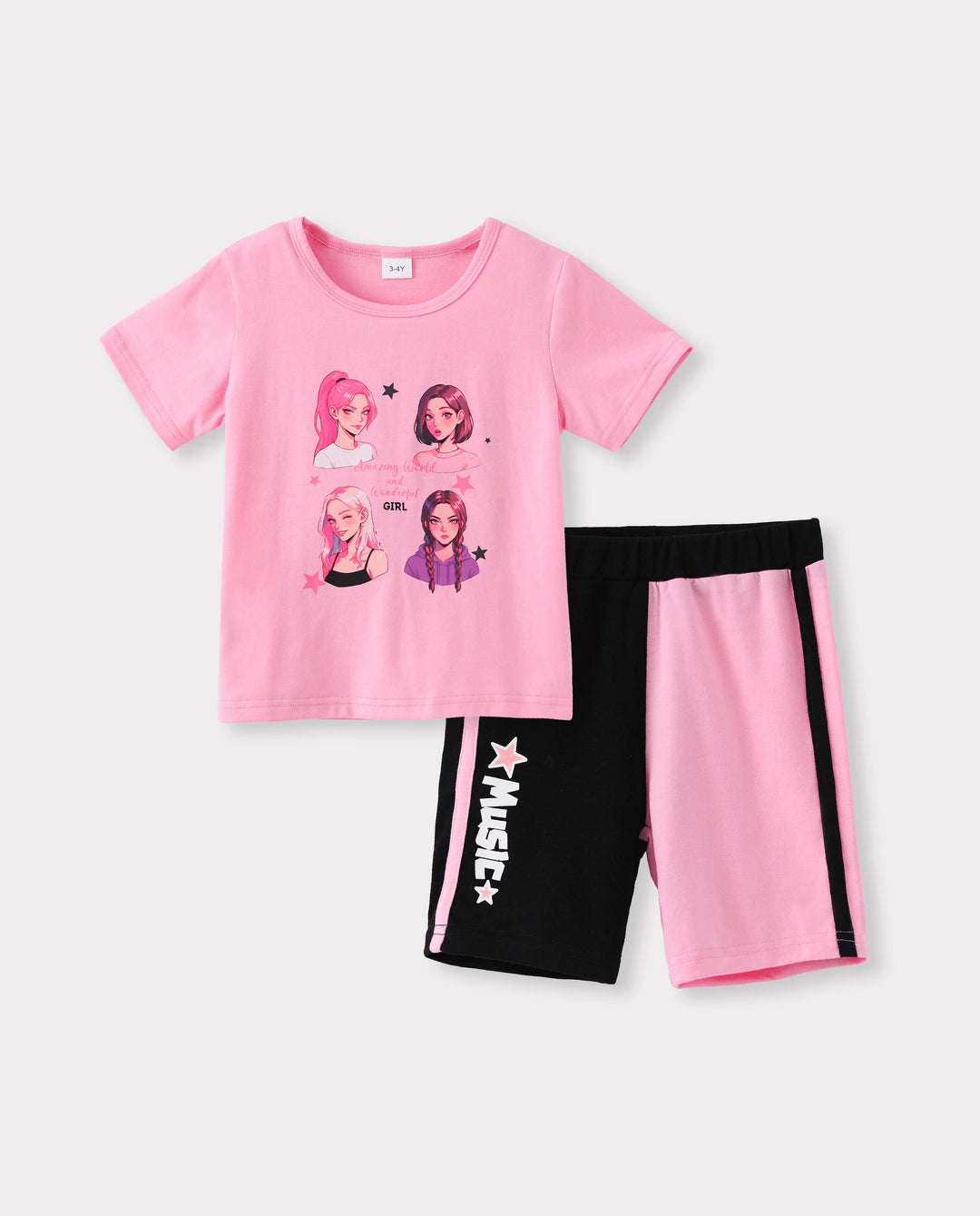 NEON Pop – Ensemble top et short pour petite fille, couleur rose