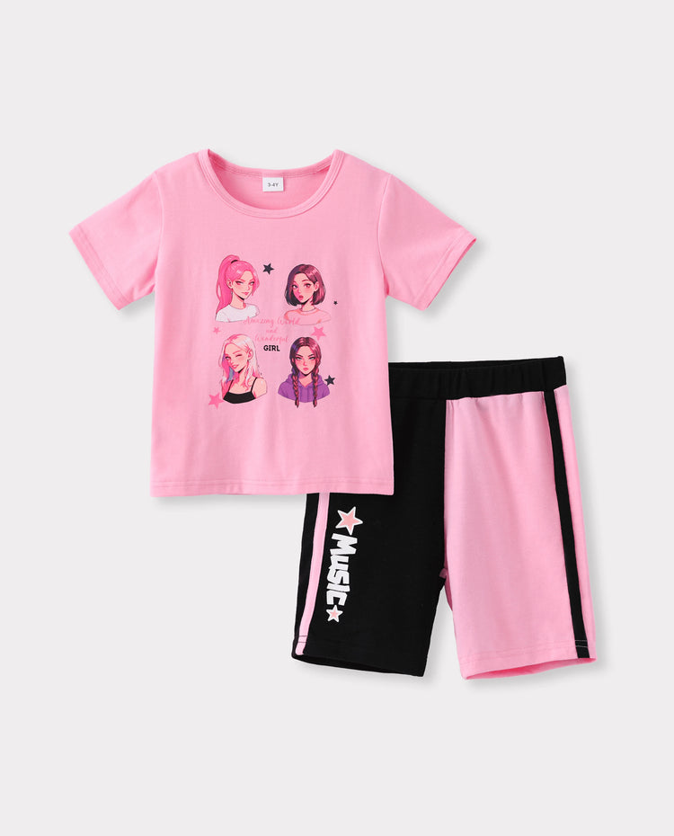 NEON Pop – Ensemble top et short pour petite fille, couleur rose