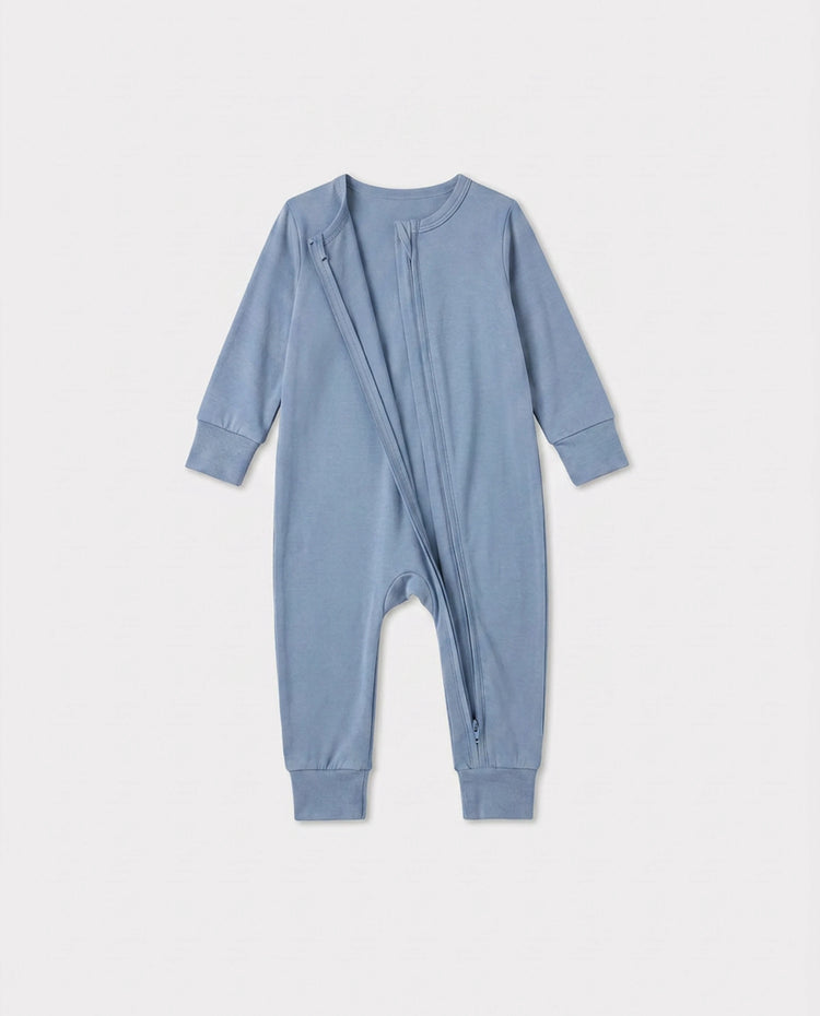 Bambou – Pyjama zippé pour bébé, couleur gris bleuté