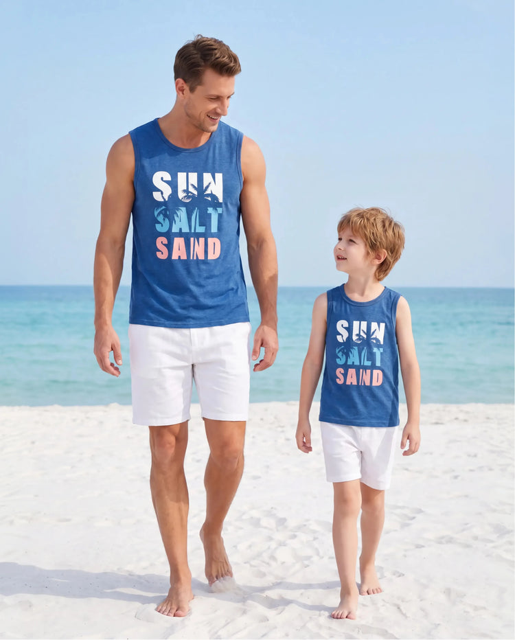 Daddy & Son Sets Blue Tank Top Blue