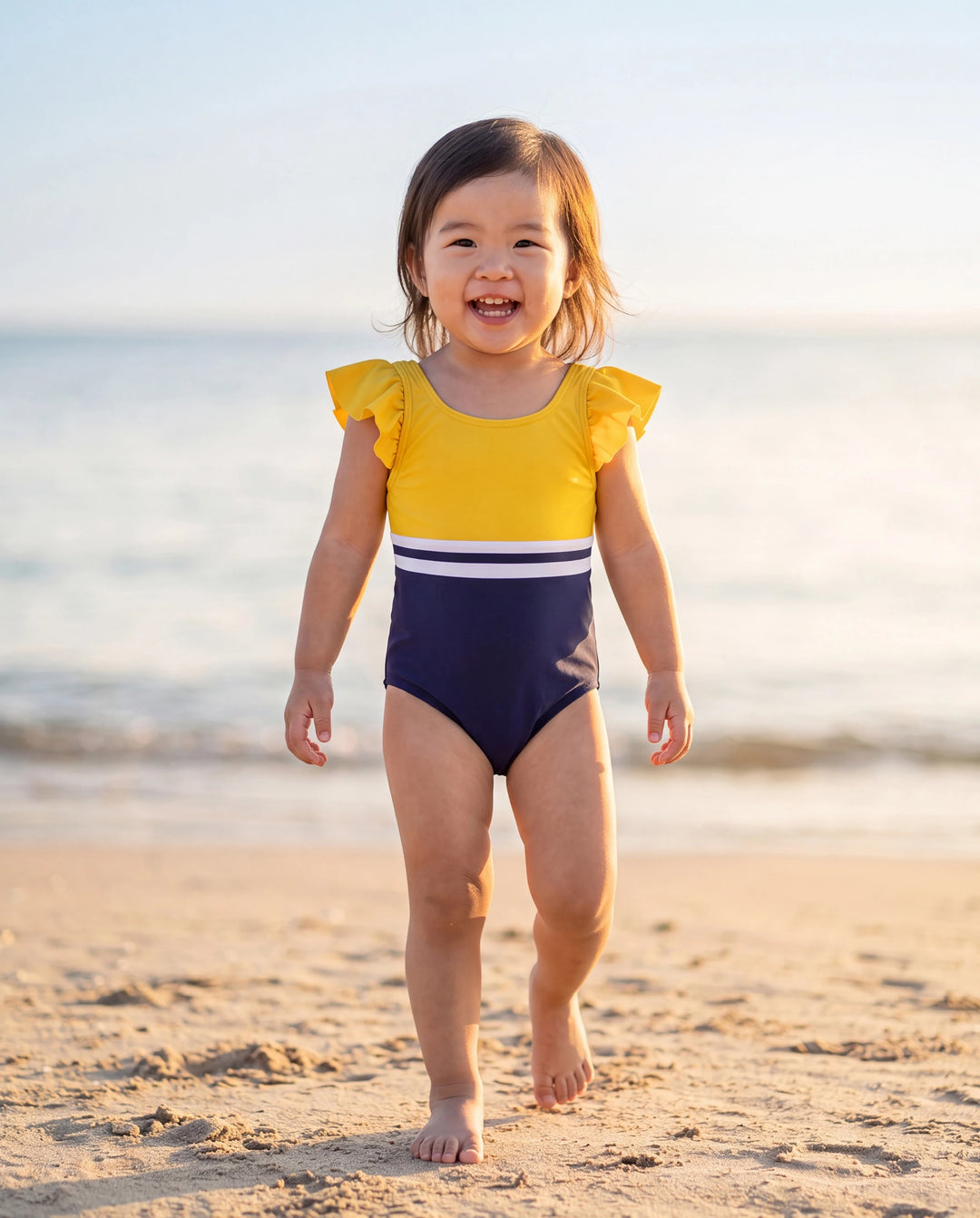Toddler Girl Stripe & Colorblock Spliced One Piece Swimsuit ColorBlock