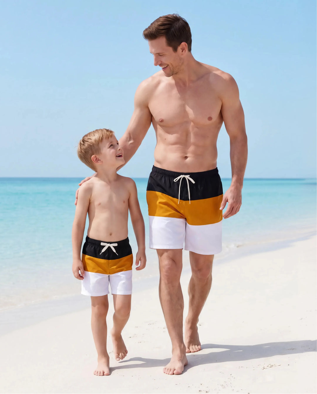 Daddy & Son Colorblock Swim Trunks Shorts Multi-color