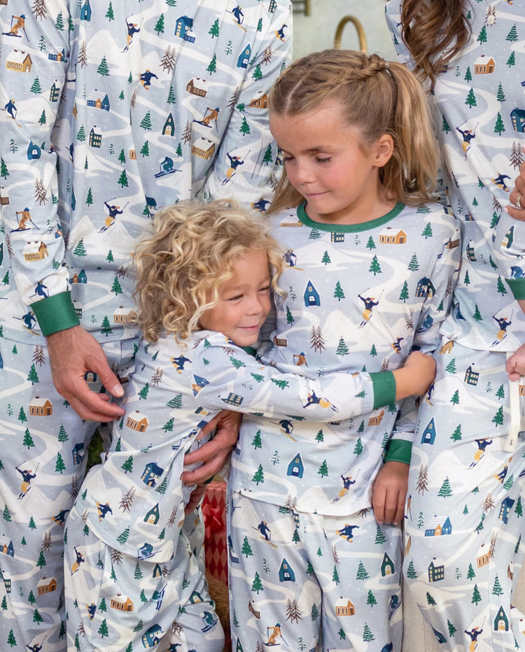 Christmas Matching Family Pajamas Xmas Village Print Green