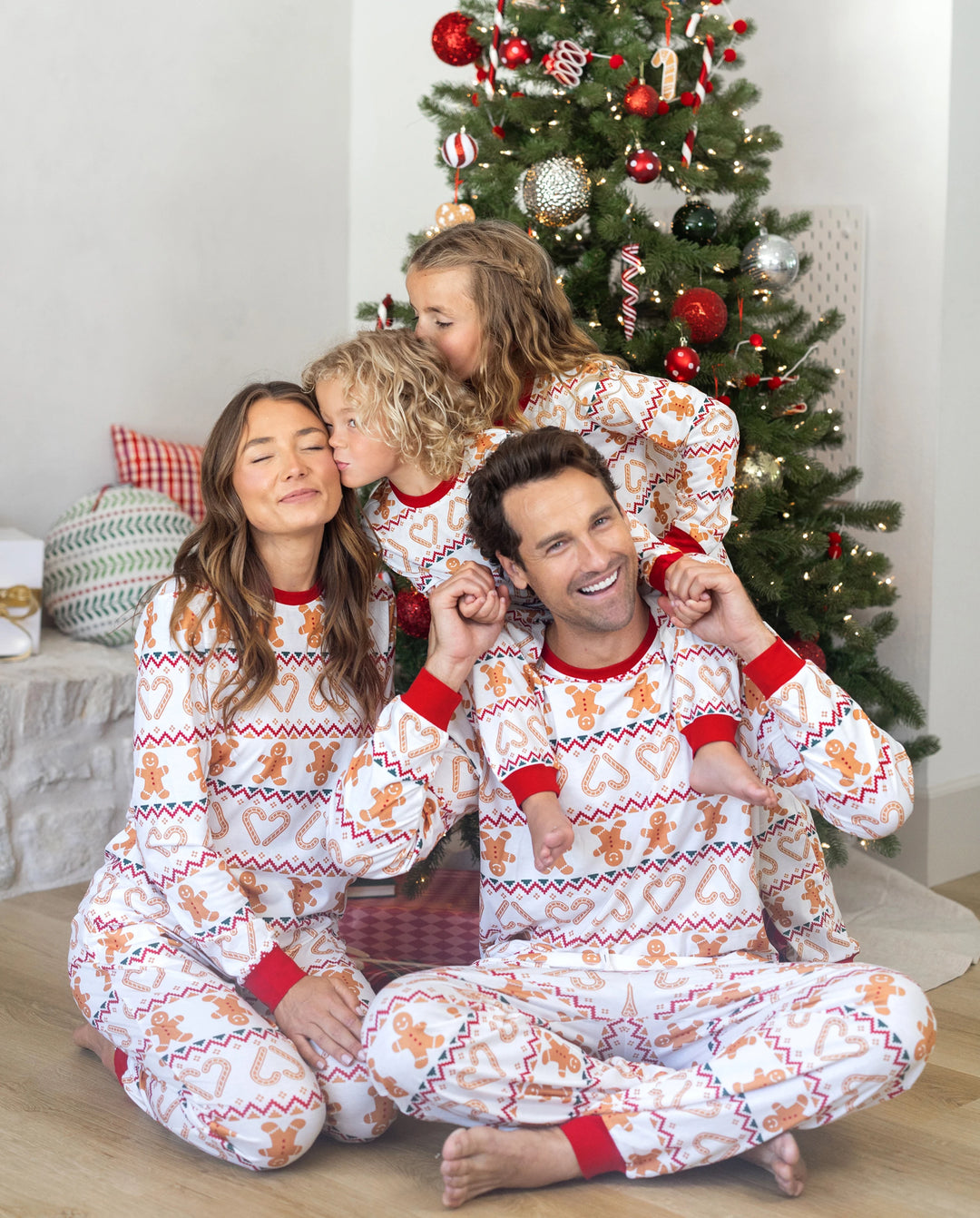 Christmas Matching Family Pajamas Fair Isle & Gingerbread Print