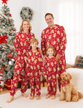 Christmas Family Matching Pajamas Sets Gingerbread Man Pattern Onesies Red-2