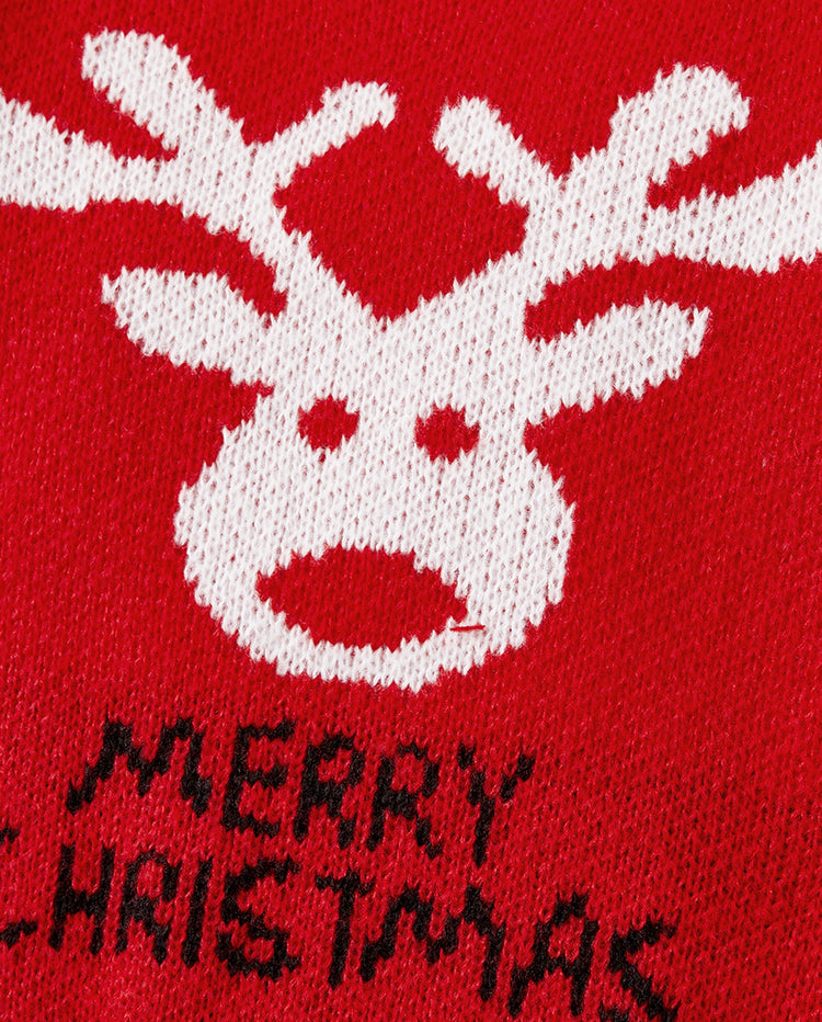 Hauts assortis de Noël pour toute la famille, pull à manches longues imprimé renne de Noël enfantin rouge