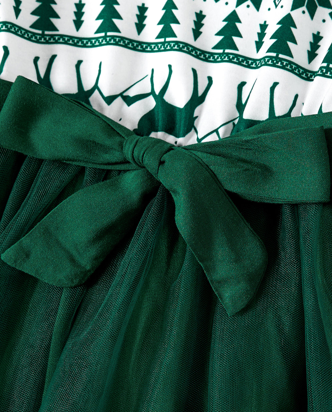 Ensembles de robes et hauts imprimés en maille assortis pour la famille, thème festival vert, Noël