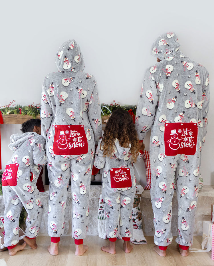 Christmas Matching Family Coral Fleece Pajamas Snowman Print Gray