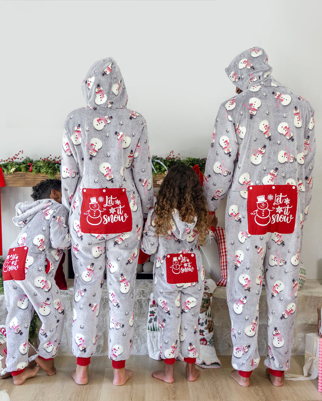 PatPat Family Matching Christmas Pajamas Snowman Print Coral Fleece Gray Christmas Onesie