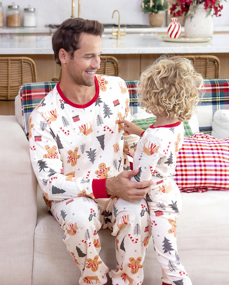 PatPat Family Matching Christmas Pajamas Christmas Tree & Gingerbread Print Cotton Cream