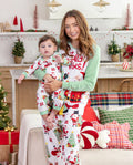 Pijamas navideños a juego para toda la familia, estampado de Papá Noel y árbol de Navidad, verde