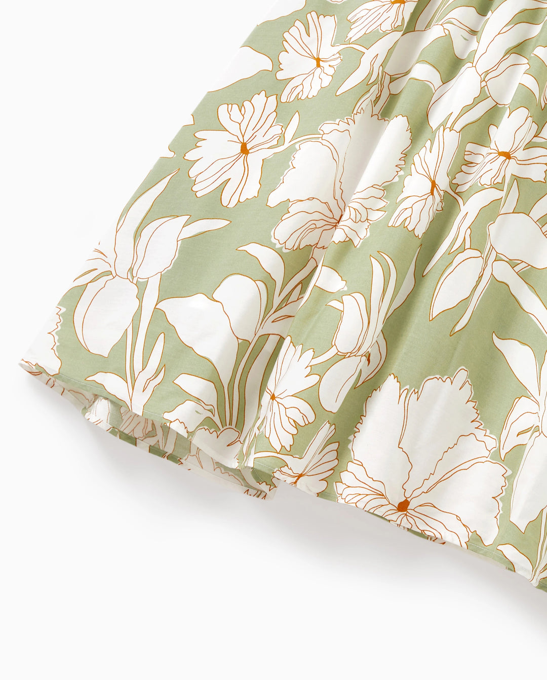 Matching Family Outfits Tropical Floral Print Strap Dress or Short-sleeve Colorblock Shirts Set Pale Green