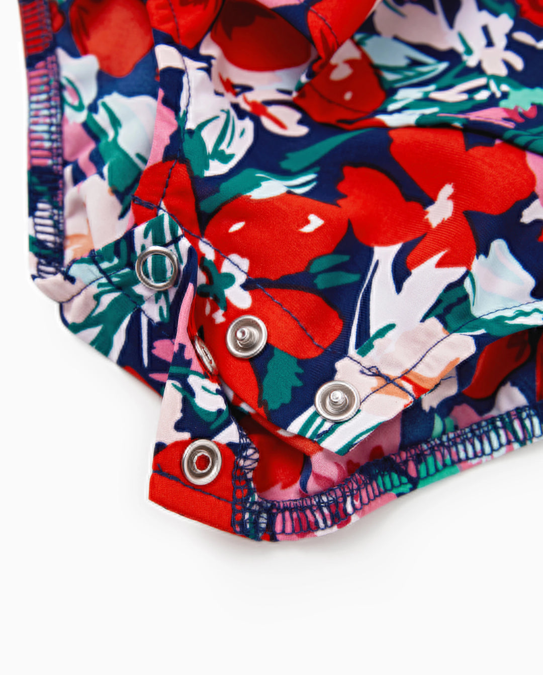Family Matching Floral Print Short-sleeve Shirt or Off Shoulder Smocking Dresses Set Dark Blue