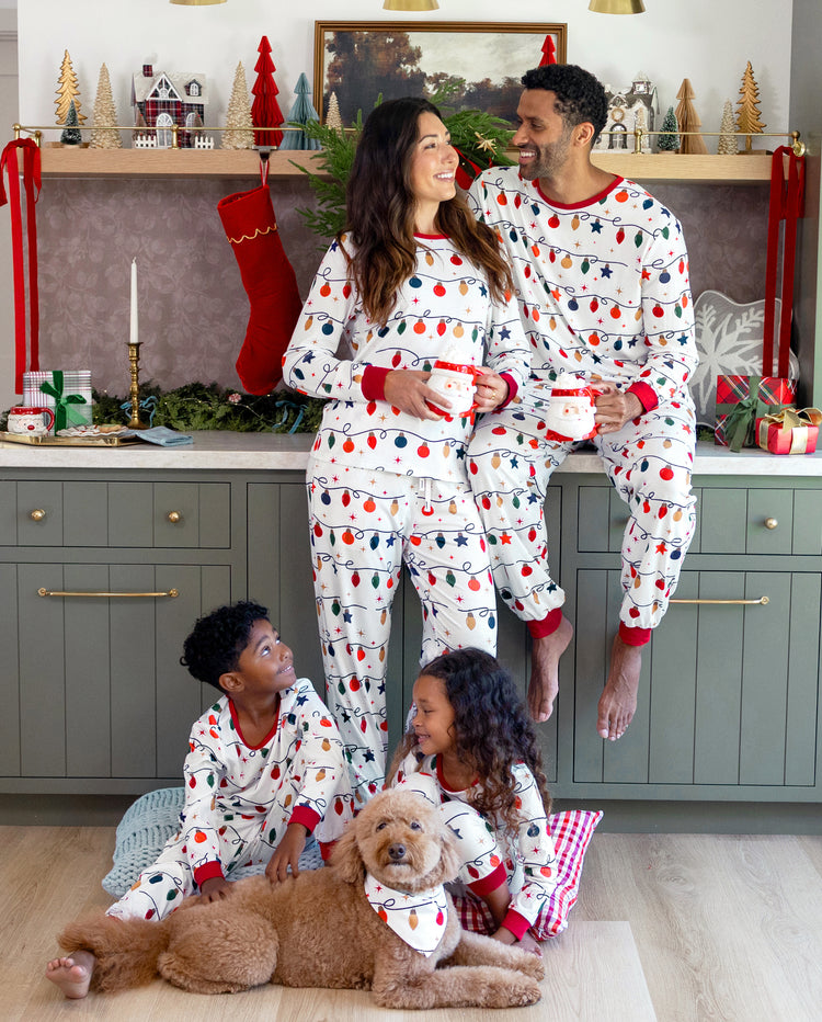 PatPat Family Matching Christmas Pajamas Christmas Lights Print White