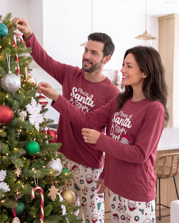 PatPat Family Matching Christmas Pajamas Santa & Christmas Tree Print Red