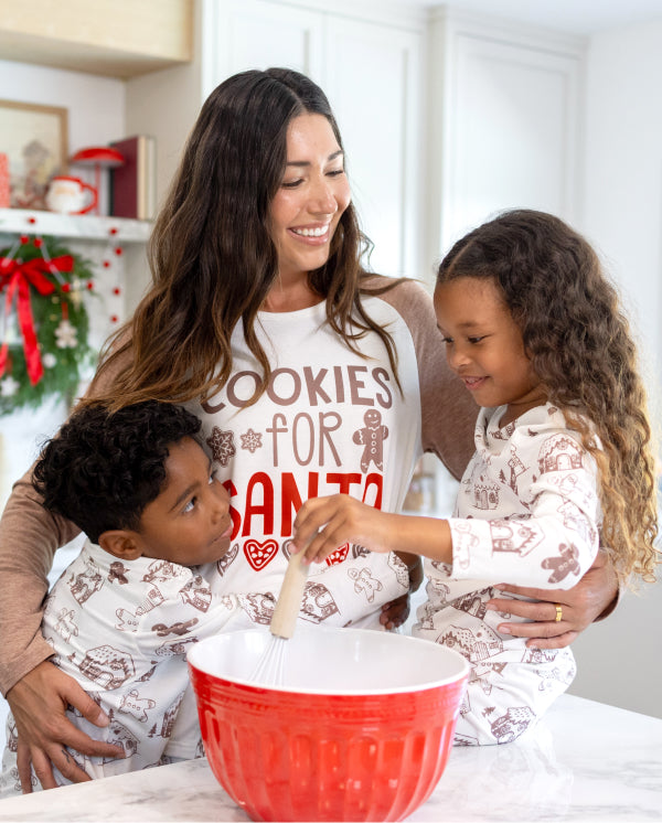 Christmas Matching Family Pajamas Gingerbread Print Brown
