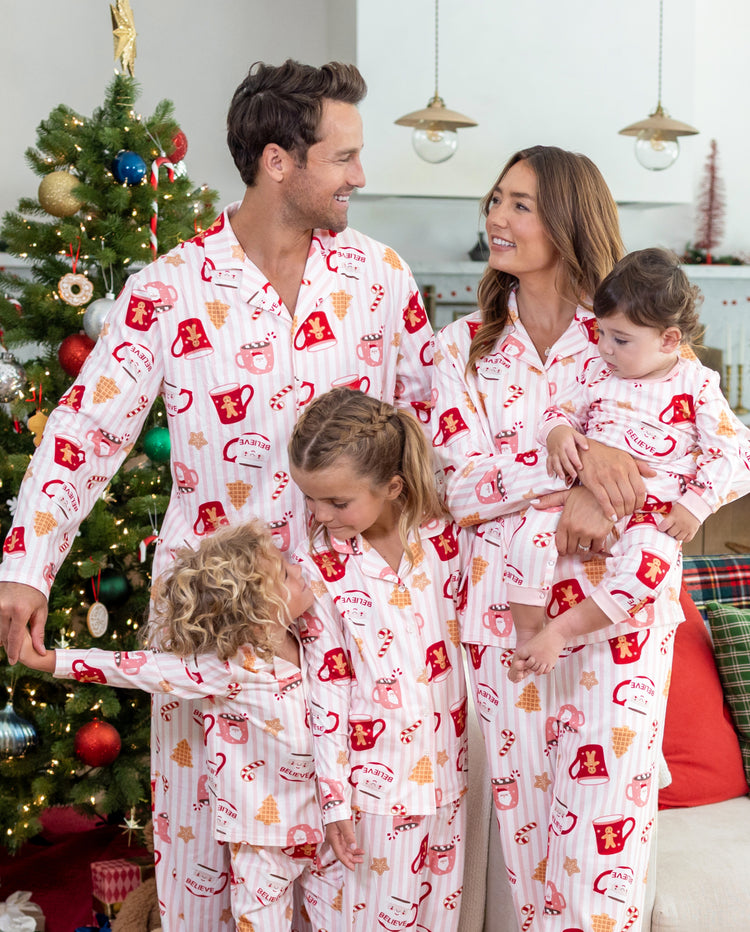 Pyjamas de Noël assortis pour toute la famille, imprimé mugs, rose