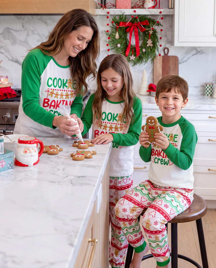 Christmas Matching Family Pajamas Gingerbread Print Green