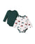 Bamboo Baby Bodysuits 2-piece Flora Long Sleeve Rompers for Baby Girls Infant Green