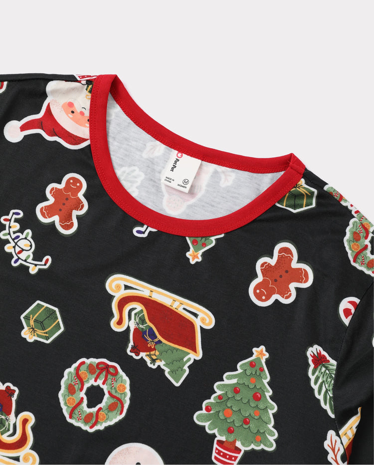 Christmas Matching Family Pajamas Xmas Tree & Gingerbread Print