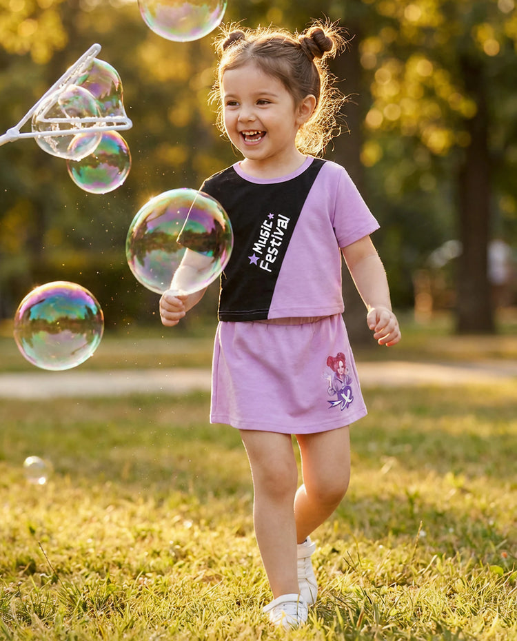 NEON Pop: Conjunto de falda-short para niña pequeña, color morado