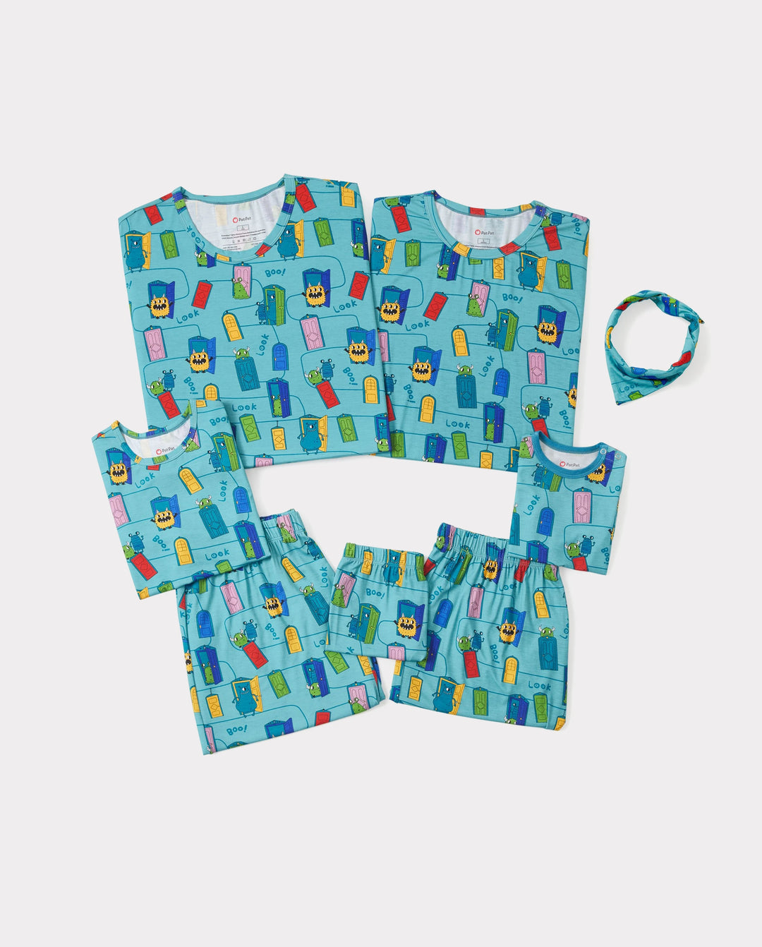 Bamboo Family Pajamas Cartoon Print Short-sleeve Matching Pajama set ( Snug-Fitting for Children ) Green