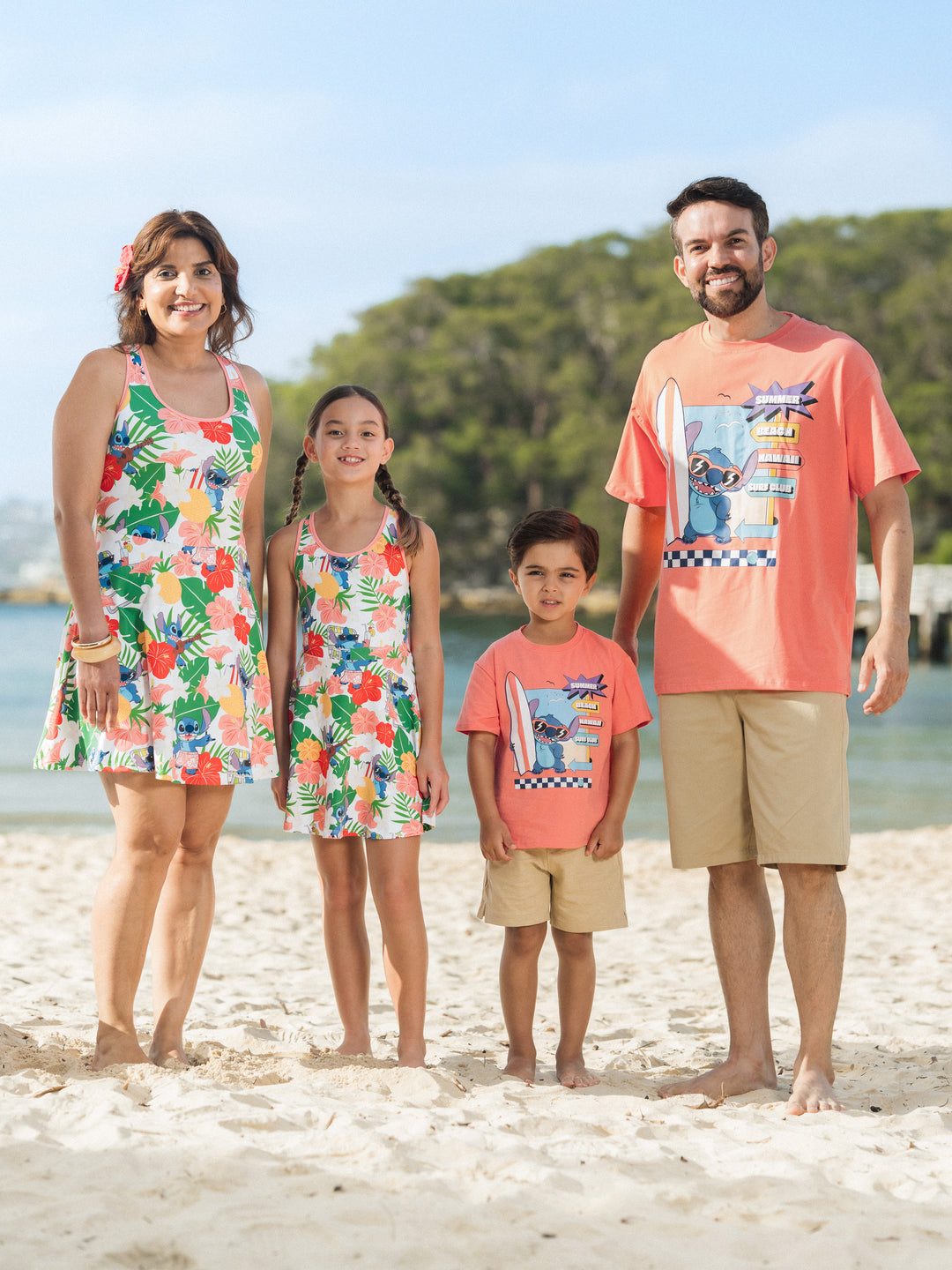 Disney Stitch Daddy & Son Tropical Floral Sporty Dress/ Cotton Top Multi-color