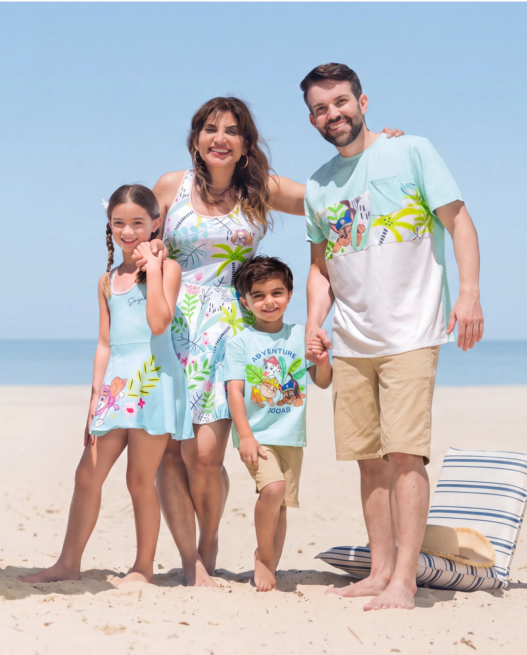 PAW Patrol Matching Family Floral Dress with Built-in Shorts & Pockets/ Cotton Top Turquoise