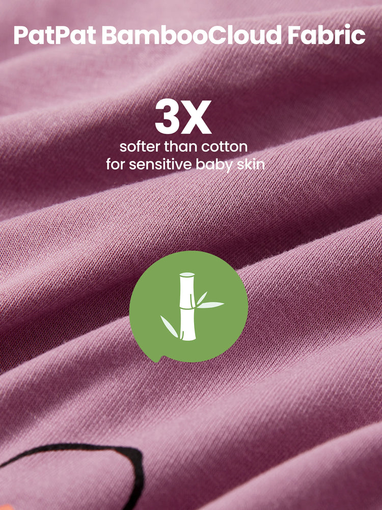 Bambus Baby Junge / Mädchen Kindliches Tiermuster 2-Wege-Reißverschluss Strampler Footie  lila