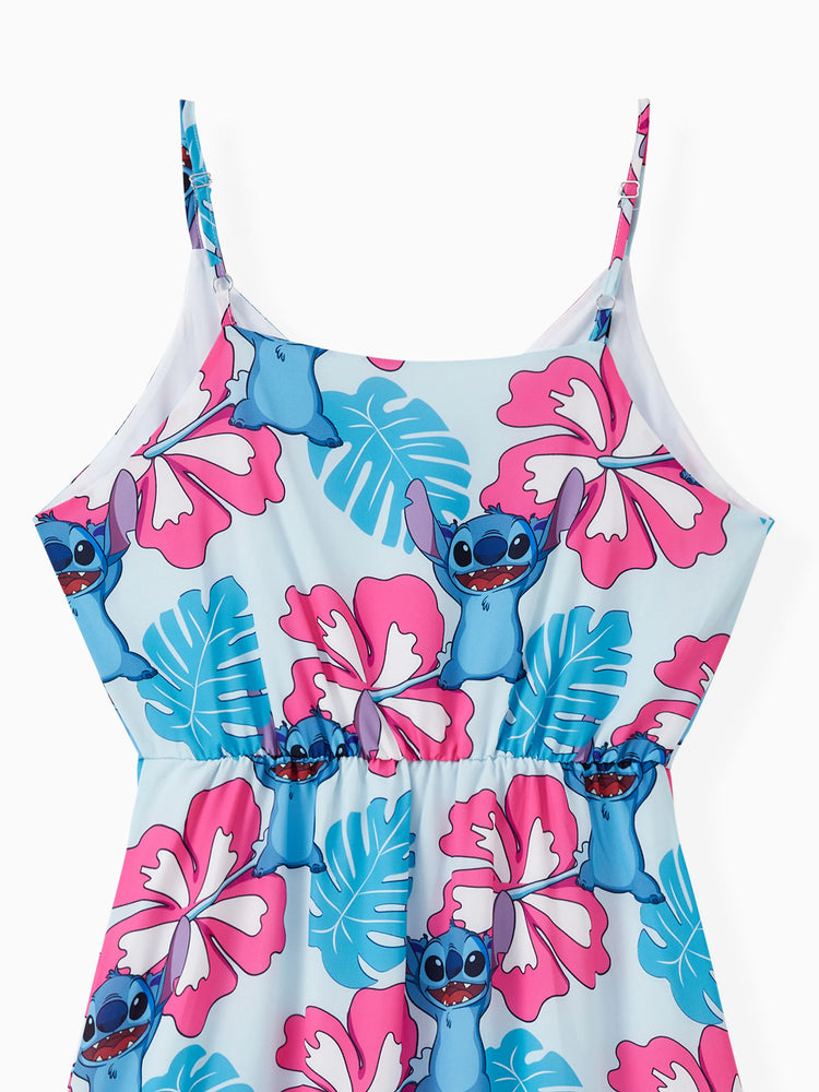 Disney Stitch Family Matching Naia? Stitch and Hawaii Style Floral Print Sleeveless Dress/Onesie£¯Shirt Multi-color