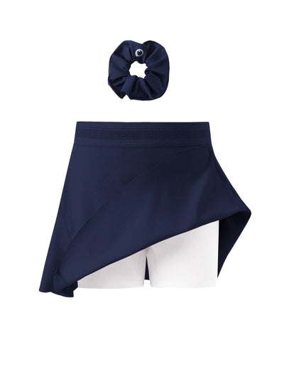 PatPat Rapidair activewear Kid Girl Athletic 2 in 1 Tennis Skort with Bamboo Viscose Shorts & Pocket Deep Blue