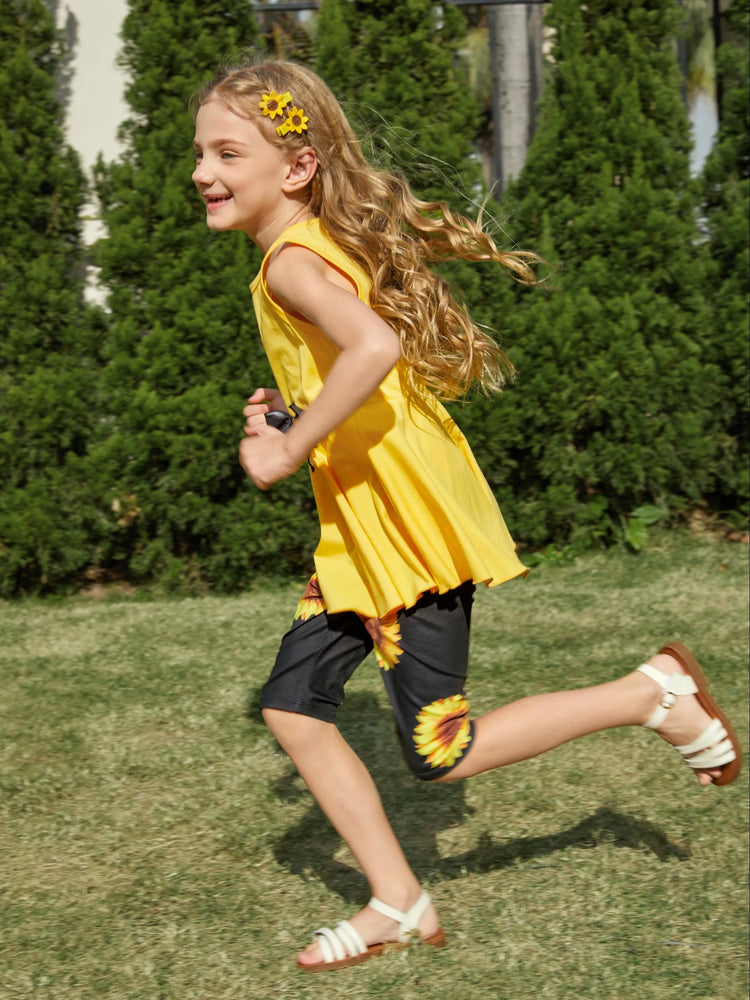 Toddler/Kid Girl 2pcs Tunie Top and Leggings Set Yellow