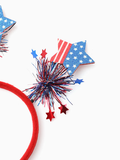 Independence Day Mommy and Me Patriotic Sequin Bow Headband Set Color block