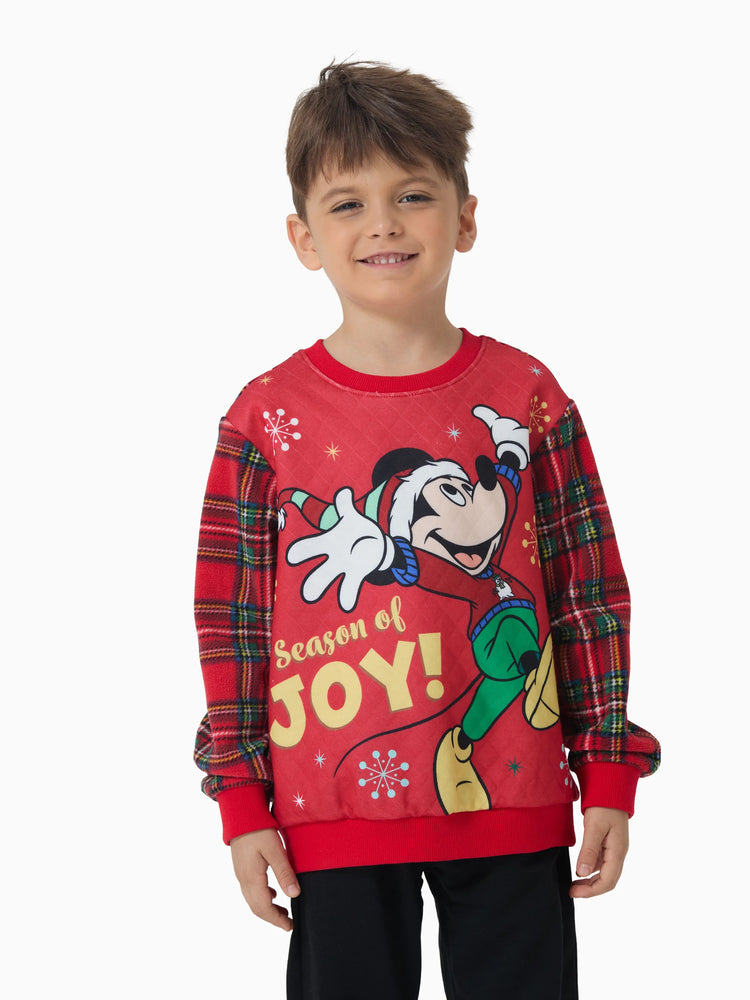 Disney Mickey and Friends Christmas Toddler Boy Fleece Sweatshirt Red