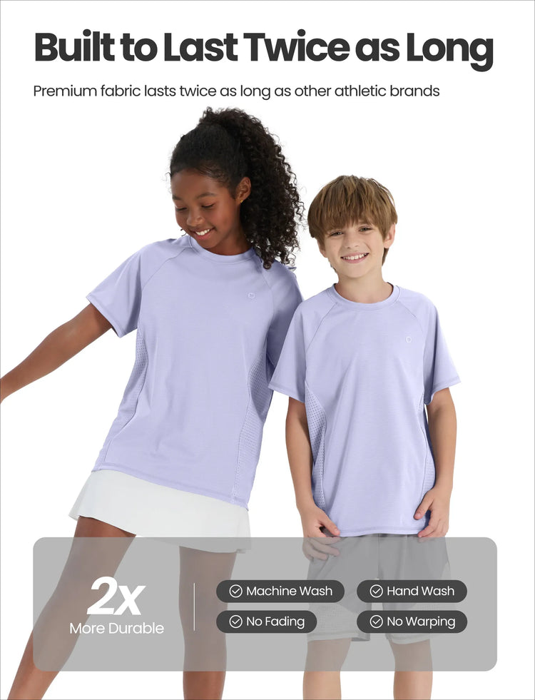 PatPat Rapidair™ Activewear Kinder Jungen/Mädchen Athletic Schnelltrocknendes und sofort kühlendes UPF 100+ Rash Guard T-Shirt helles lila