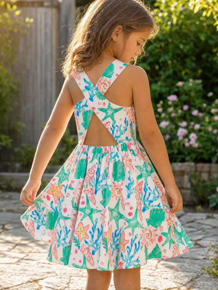 Ocean Vibes Toddler Girl Crossback Dress Green