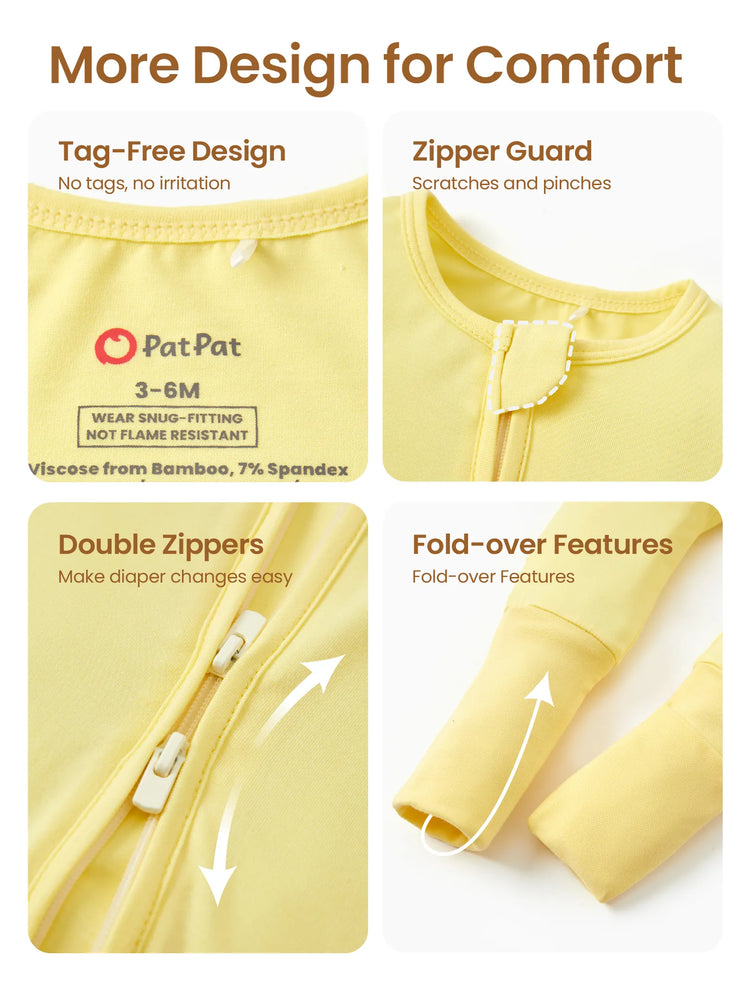 Pyjama en bambou pour bébé/fille avec imprimé enfantin (ajusté) jaune