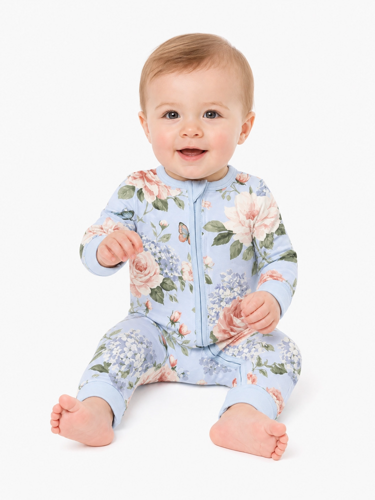 Bloom & Blossoms Bamboo Zip-Up Baby Pajamas