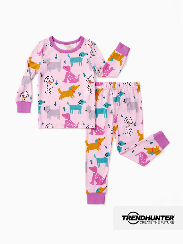 Bamboo Baby/Toddler 2-Piece Childlike Animal Print Snug-Fitting Pajamas Set Hot Pink