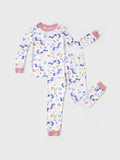 Christmas / Halloween Pajama 2-Piece Upgraded Thick Bamboo Pajama Set With Childlike Print for Toddler / Kids Girl (Snug-Fitting) Pink