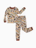 Christmas / Halloween Pajamas 2-piece Bamboo Pajamas Set With Playful Print for Toddler / Kids ( Snug-Fitting) Brown