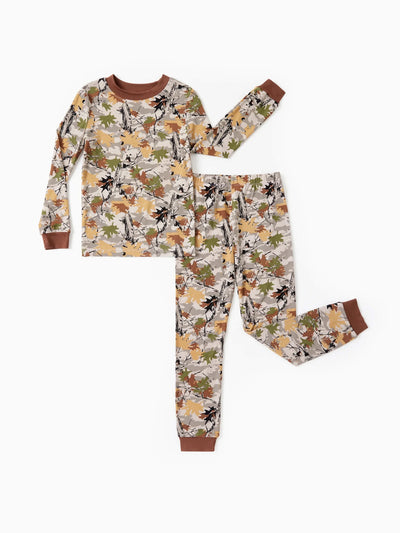 Christmas / Halloween Pajamas 2-piece Bamboo Pajamas Set With Playful Print for Toddler / Kids ( Snug-Fitting) Brown